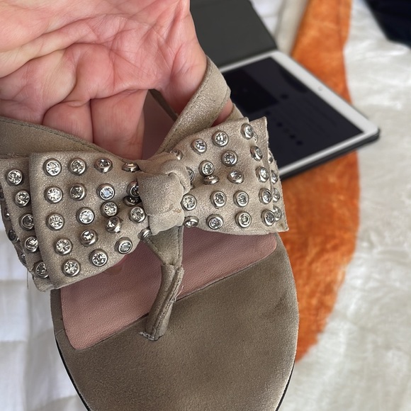 TARYN ROSE BEIGE SUEDE FLIP FLOPS - Picture 2 of 5